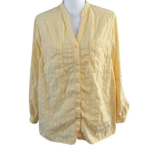 Soft Surroundings Size 1X Yellow Button Front Shirt Top